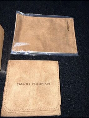 David Yurman box, Tan Suede Card & Key Pouch Duo
